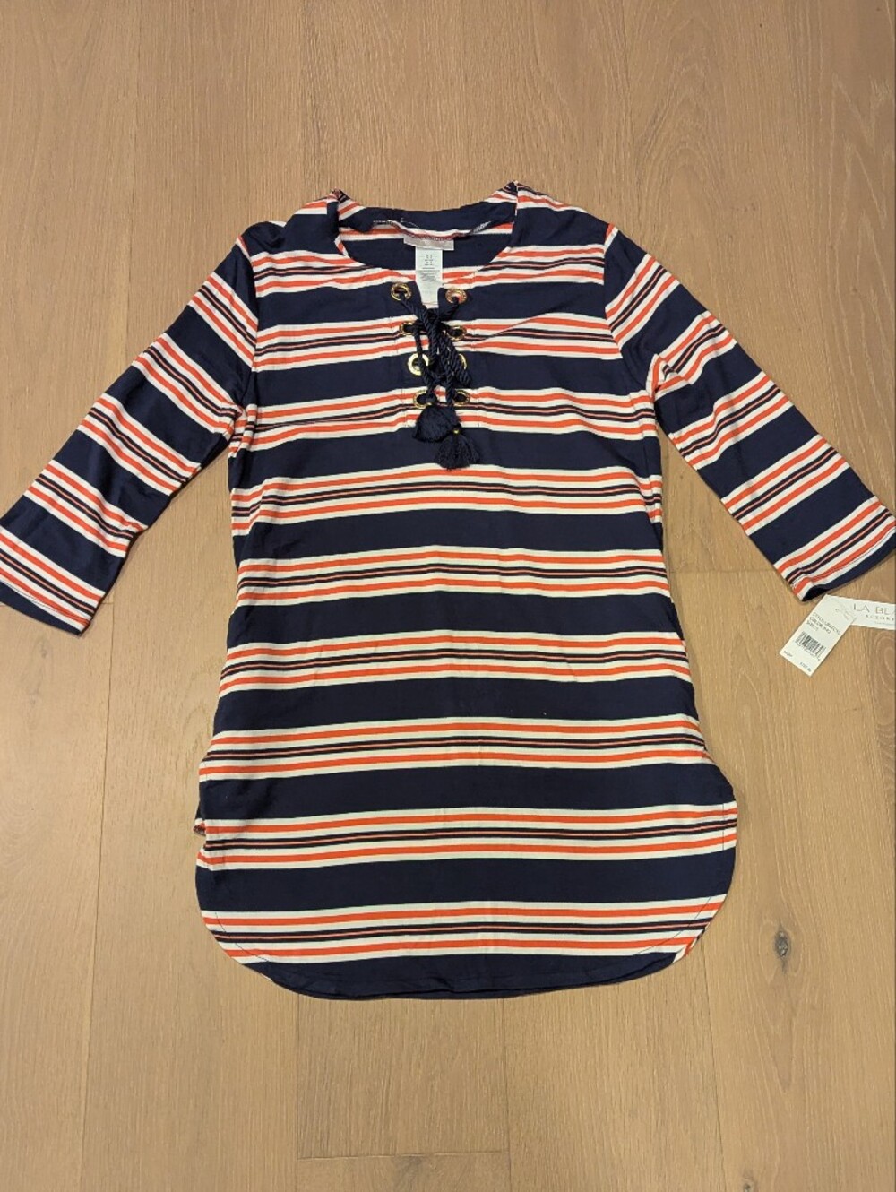 La Blanca Navy Striped Lace-Up Swim Cover-Up